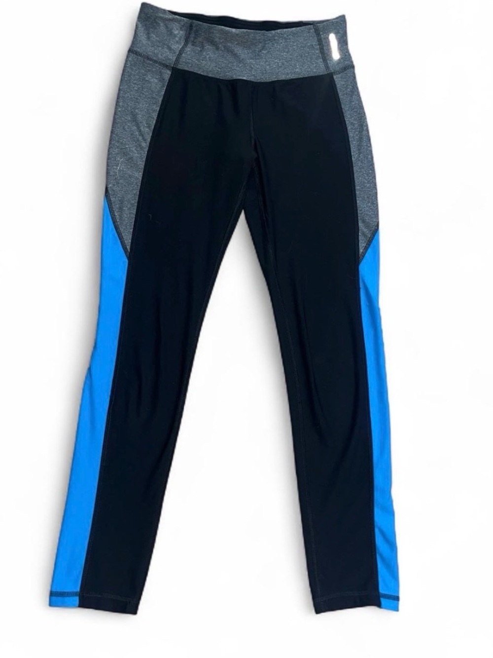 RBX Girls Black, Gray & Bright Blue Colorblock Leggings
